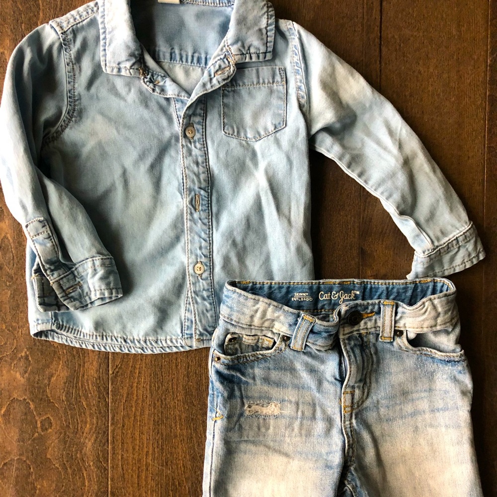 Jean Shirt and jean shorts
